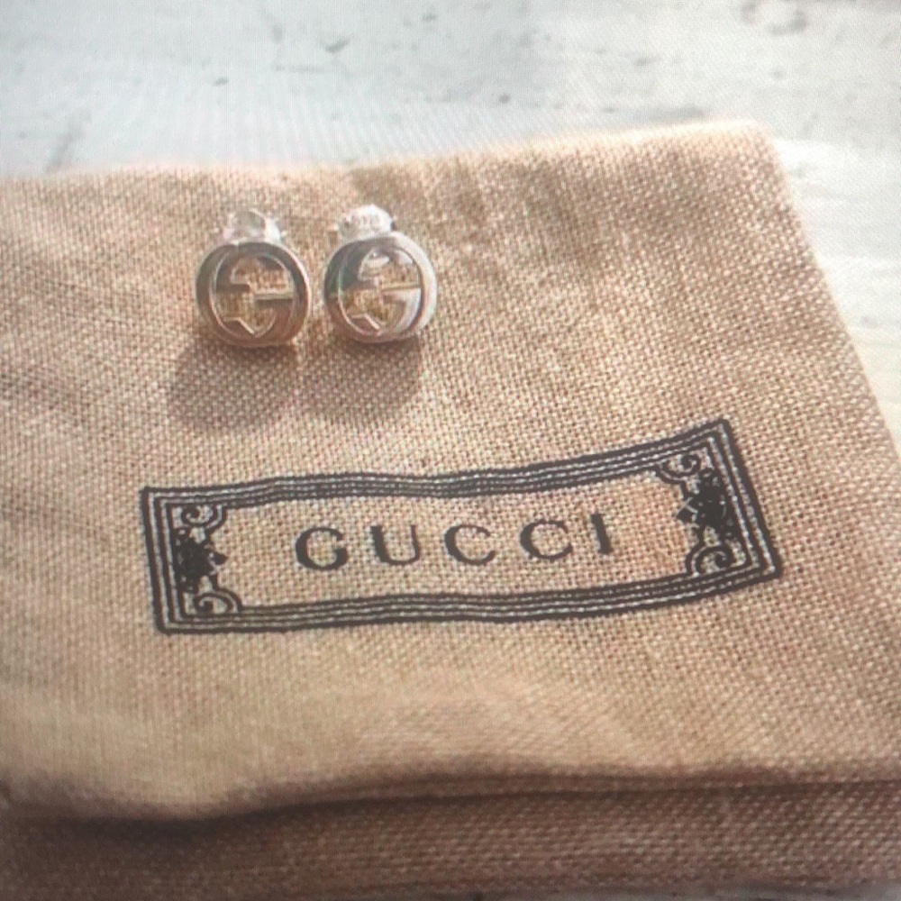 NEW Gucci Interlocking GG logo silver Earrings